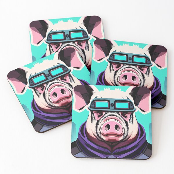 Item preview, cyberpunk pig portrait illustration art 3 designed and sold by vishalraifx.