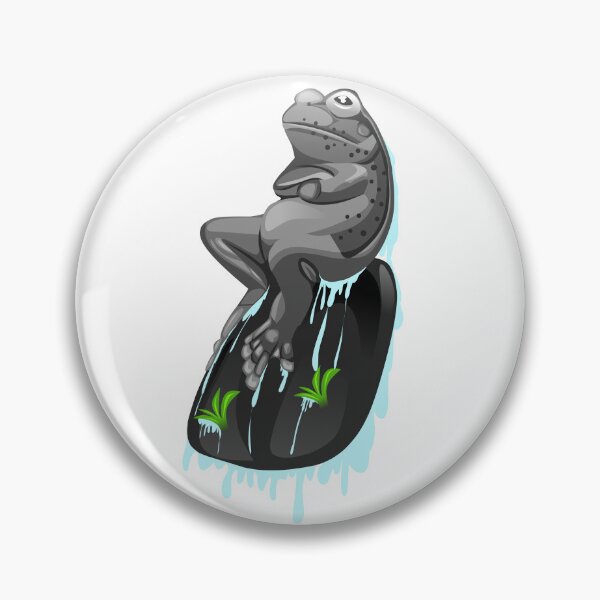 Item preview, illustration of a black frog sitting on a rock designed and sold by AmsaOza.
