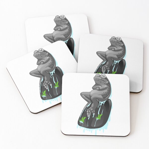 Item preview, illustration of a black frog sitting on a rock designed and sold by AmsaOza.