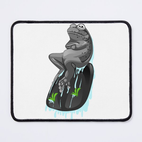 Item preview, illustration of a black frog sitting on a rock designed and sold by AmsaOza.