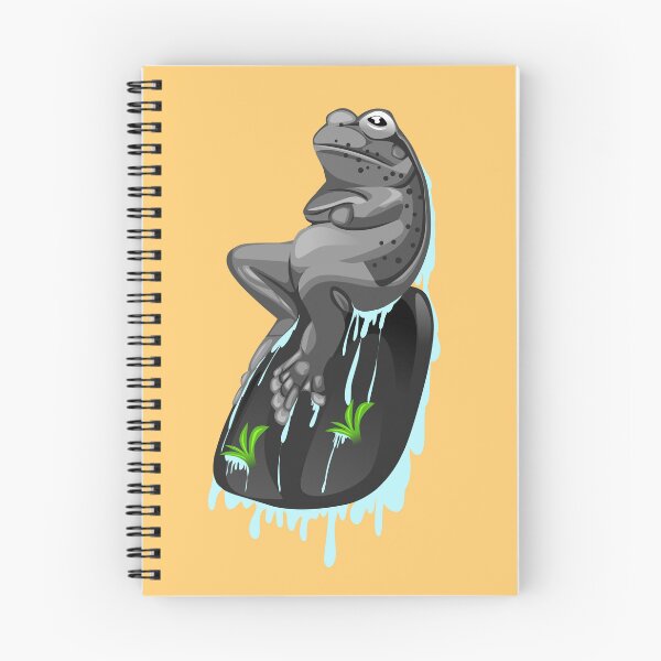 Item preview, illustration of a black frog sitting on a rock designed and sold by AmsaOza.