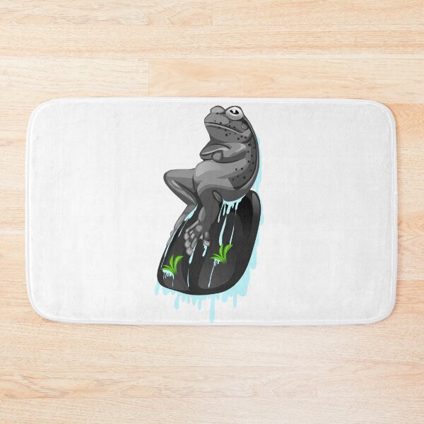Item preview, illustration of a black frog sitting on a rock designed and sold by AmsaOza.