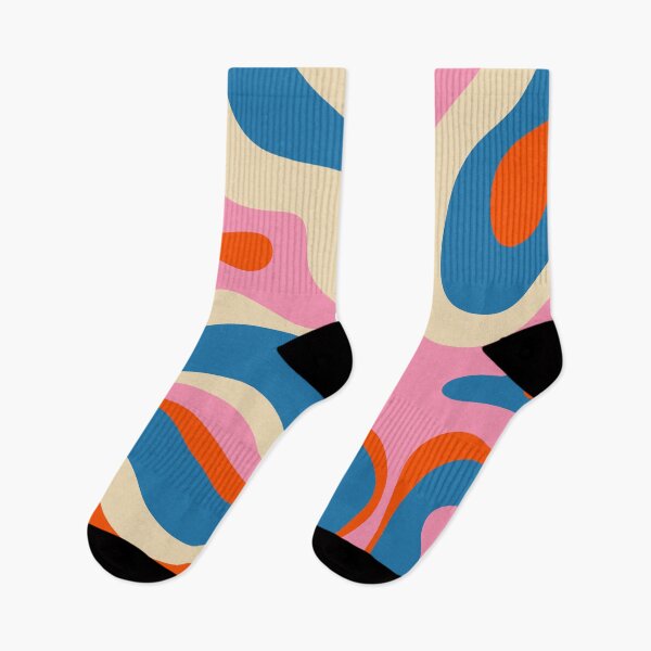 Item preview, Modern Retro Liquid Swirl Colorful Abstract Pattern Square Pink Blue Orange Beige designed and sold by kierkegaard.