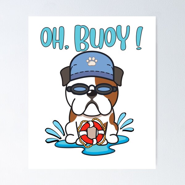 Item preview, Bulldog divertido va a nadar con una boya, juego de palabras designed and sold by Pet Station.