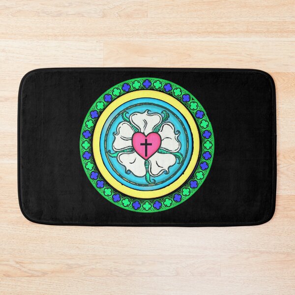 Item preview, Martin Luther Rose Lutheran Symbol Stained Glass Window Look 5 Solas designed and sold by funnytshirtemp.