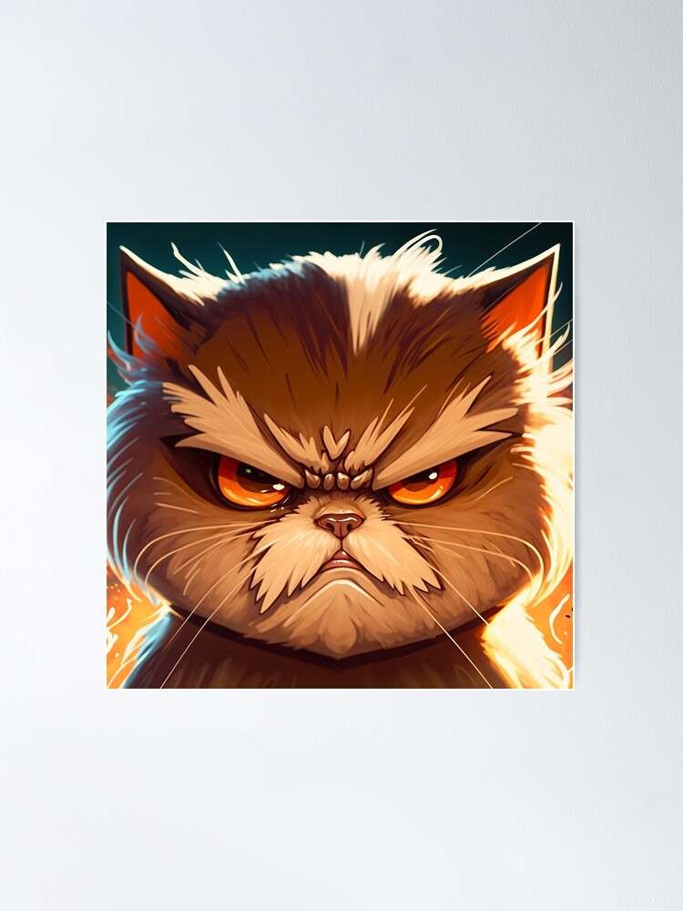 Funny Grumpy Orange Cat Icon Vector. Angry Cat Cartoon Character