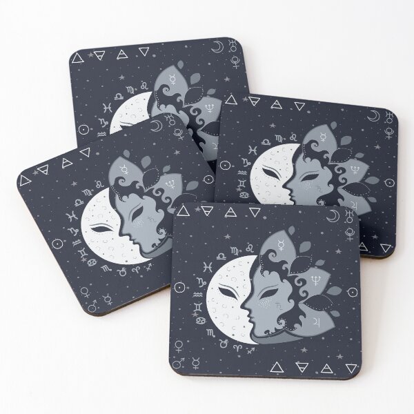 Item preview, Cosmic love - sun and moon balance - white, dark slate shades designed and sold by Arubi-Art.