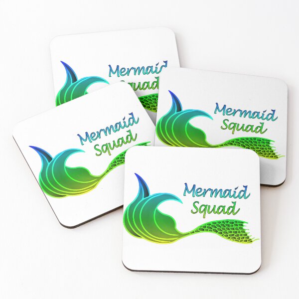 Item preview, Mermaid Squad Mermaid Tail in bright green blue purple and yellow designed and sold by SunnyDazDesign.