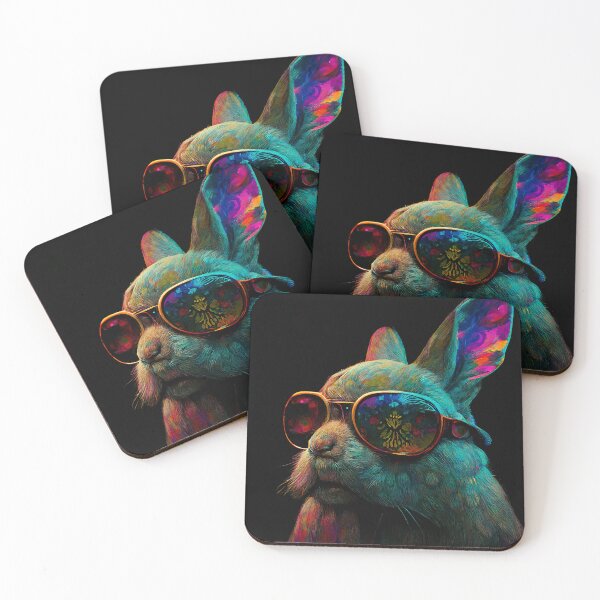 Item preview, Psychedelic Rabbit Wearing Sunglasses Wall Art designed and sold by BySpinny.