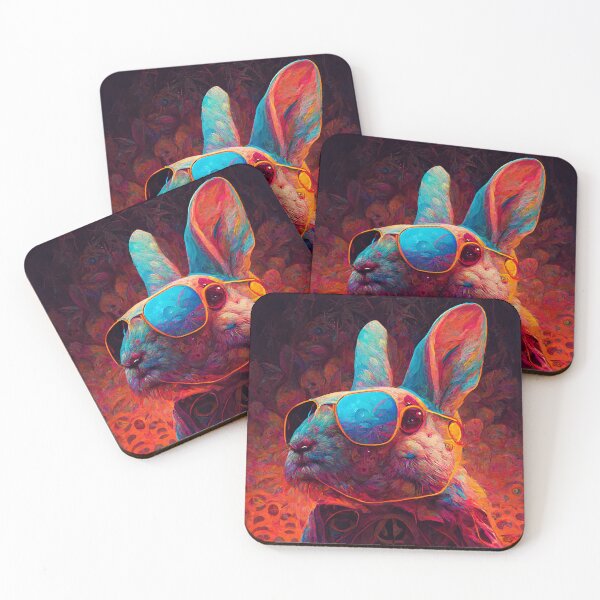 Item preview, Psychedelic Rabbit Wearing Sunglasses Wall Art designed and sold by BySpinny.