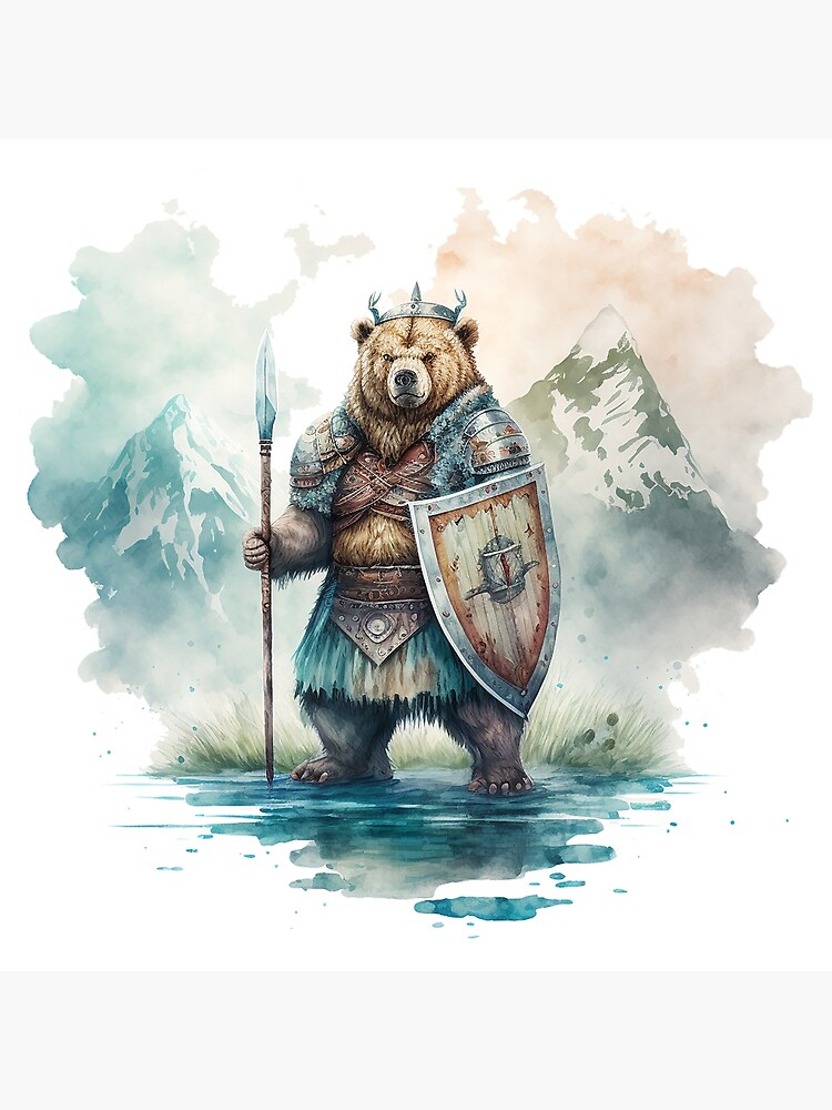 Bear Viking - Water Color Warriors Art Print for Sale by
