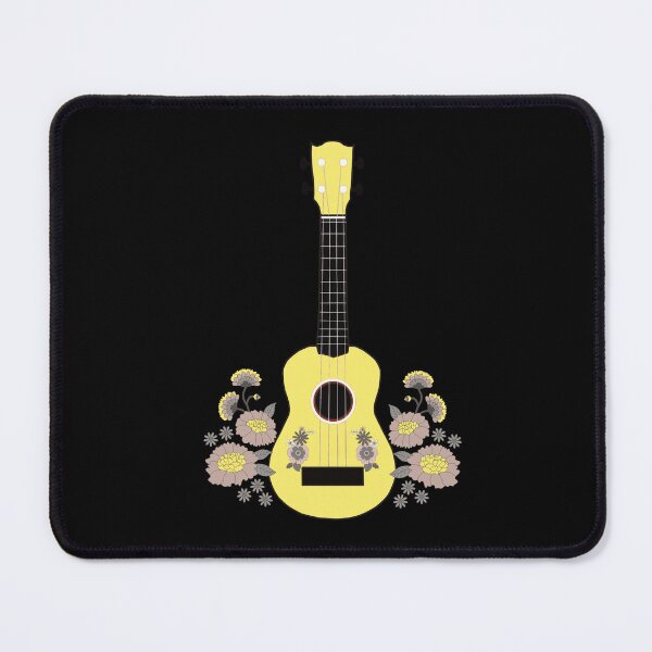 Item preview, Ukulele with flowers in yellow - black background designed and sold by piesdesignart.