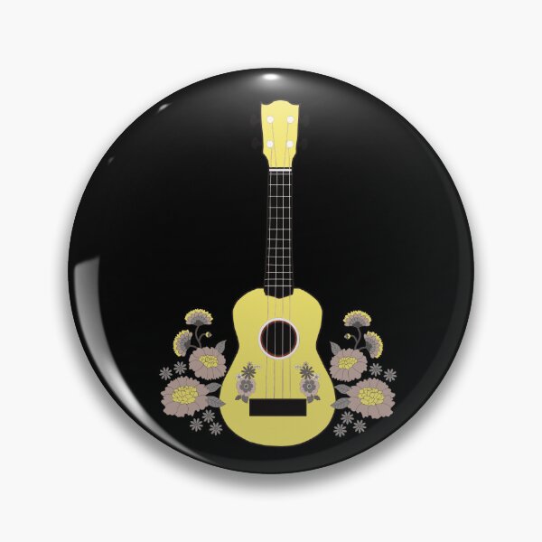 Item preview, Ukulele with flowers in yellow - black background designed and sold by piesdesignart.