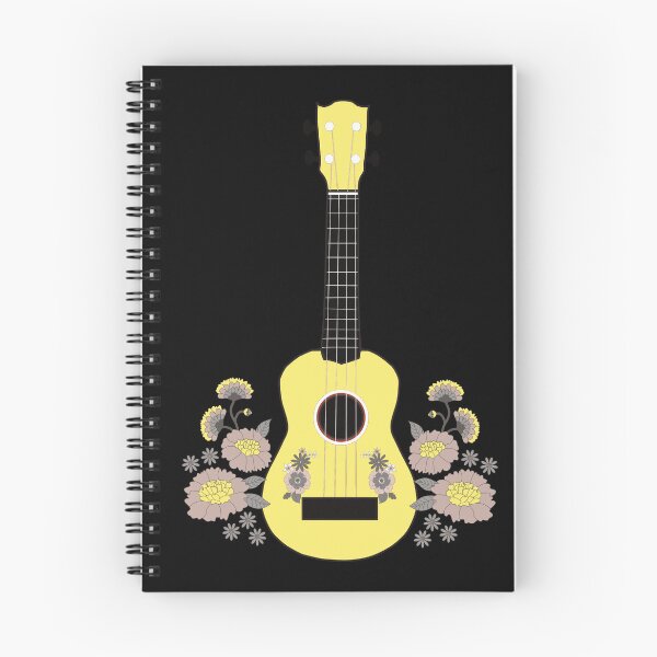 Item preview, Ukulele with flowers in yellow - black background designed and sold by piesdesignart.