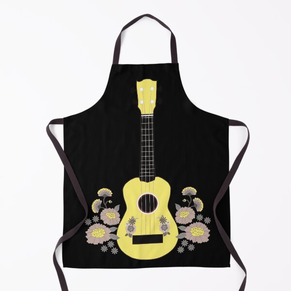Item preview, Ukulele with flowers in yellow - black background designed and sold by piesdesignart.