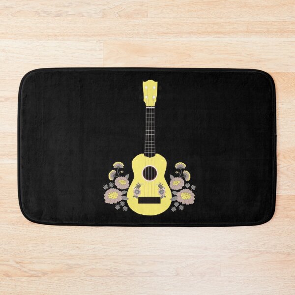 Item preview, Ukulele with flowers in yellow - black background designed and sold by piesdesignart.