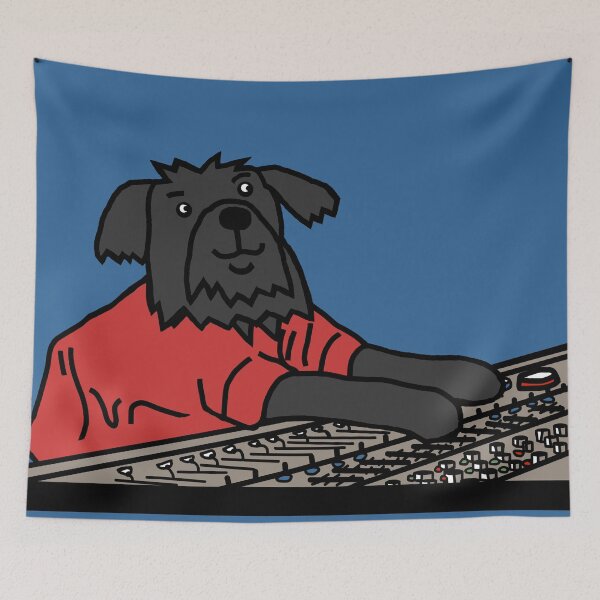 Item preview, Dog in Orange Shirt with a Music Mixing Desk designed and sold by ellenhenry.