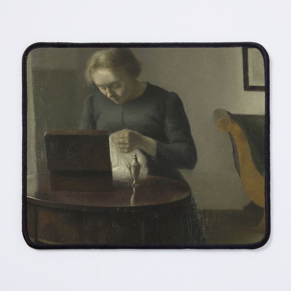 Item preview, The Artist's Wife at a Sewing Table by Vilhelm Hammershøi, 1897 designed and sold by Vintage Wall Art.