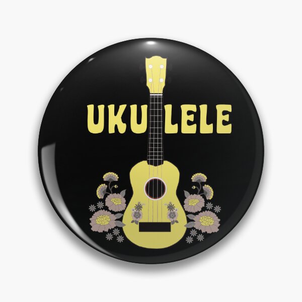 Item preview, Ukulele with flowers in yellow - black background - variation designed and sold by piesdesignart.