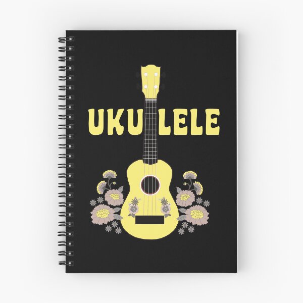 Item preview, Ukulele with flowers in yellow - black background - variation designed and sold by piesdesignart.