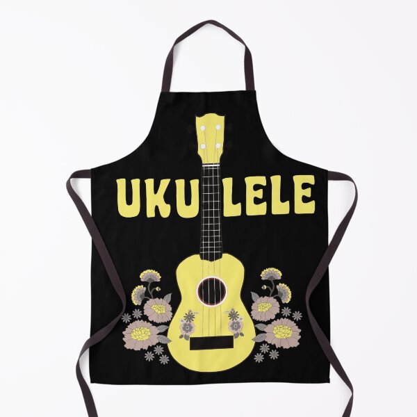 Item preview, Ukulele with flowers in yellow - black background - variation designed and sold by piesdesignart.