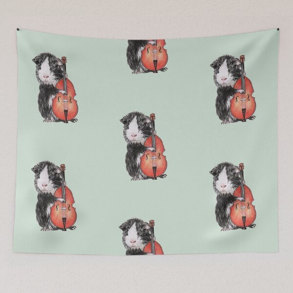 Item preview, Guinea pig musician playing upright bass designed and sold by Katerina Makarova.