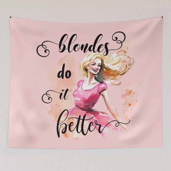 Item preview, Blonds Do it Better, Happy Blonde Woman in a Pink Dress designed and sold by MoonFoxDesign.