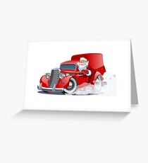 Cartoon retro Christmas delivery truck Greeting Card