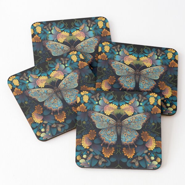 Item preview, Cute Butterfly Pattern | psychedelic dark green butterfly - high resolution designed and sold by Synthetic-Intel.