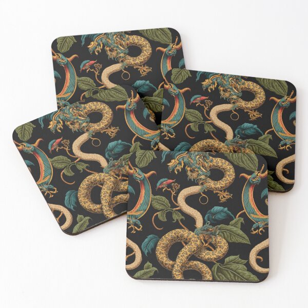 Item preview, Luxury snake and flower print on a black background. Designer pattern. designed and sold by justinasv775.
