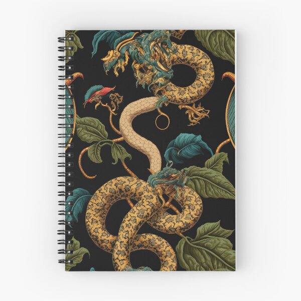 Item preview, Luxury snake and flower print on a black background. Designer pattern. designed and sold by justinasv775.