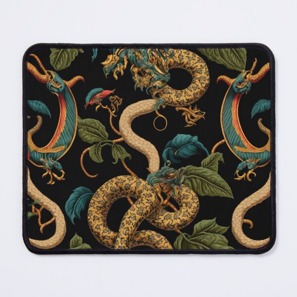 Item preview, Luxury snake and flower print on a black background. Designer pattern. designed and sold by justinasv775.
