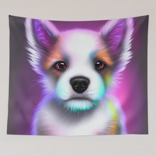 Item preview, Bright and Adorable Dog: Painting of a Glowing Fur Puppy in Pastel Colors designed and sold by FreeSpirit-Shop.