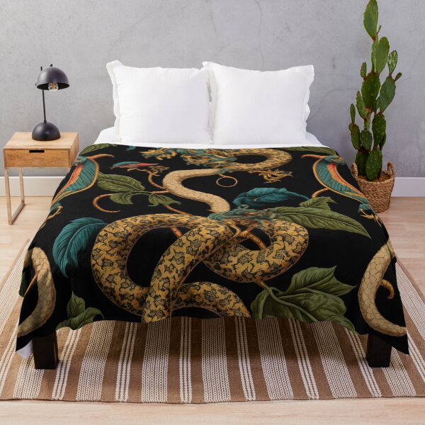 Item preview, Luxury snake and flower print on a black background. Designer pattern. designed and sold by justinasv775.