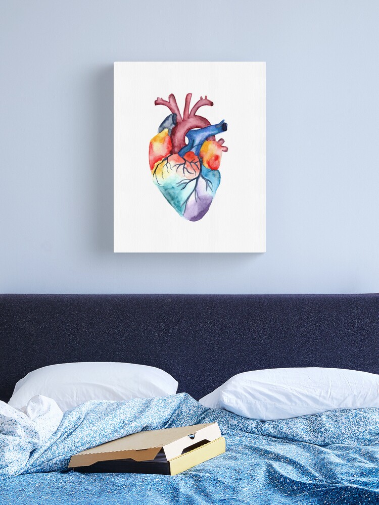 Matheu Rainbow Watercolor Heart by - Wrapped Canvas Painting Ebern Designs Size: 12 H x 12 W x 1.25 D