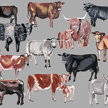 Artwork thumbnail, Cow Collection by RiceDrawings