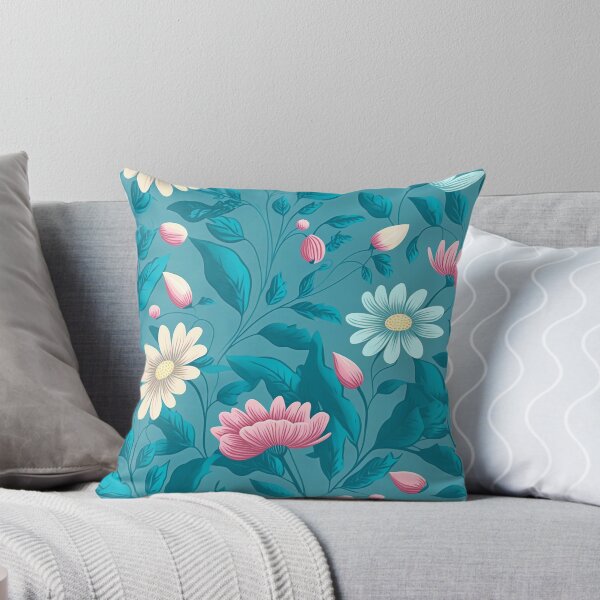 Item preview, Pink And White Summer Flowers on Teal Background designed and sold by MagicSatchel.