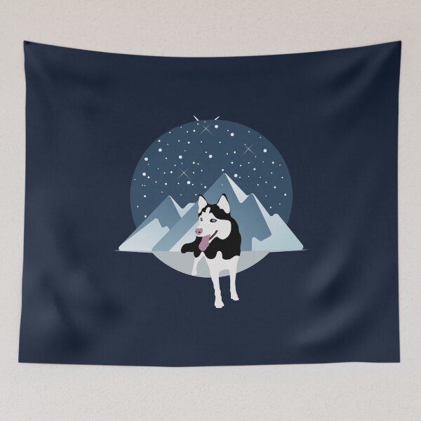 Item preview, Husky Siberian Dog with Winter Mountain and Sky designed and sold by SeasonalDogs.