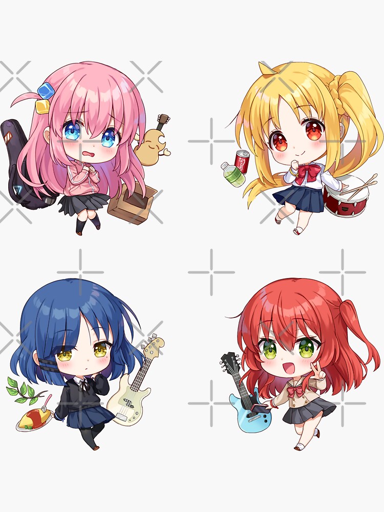 Aperçu 3 sur 3. Sticker avec l'œuvre Pack Chibi Bocchi le Rocher créée et vendue par Neelam789.