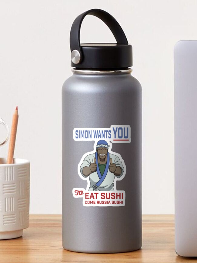 Aperçu 1 sur 3. Sticker avec l'œuvre Simon veut que tu viennes manger des sushis créée et vendue par Rankeaocm.