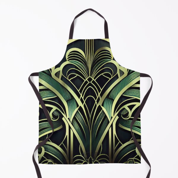 Aperçu de l'œuvre Black Luxury Green Soft Sketched Art Deco Pattern Digital Painting créée et vendue par CodeAndColors.