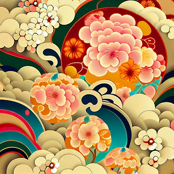 Vorschaubild zum Design Basic Fluid Happy Enchanted Asian Pattern Digital Painting von CodeAndColors