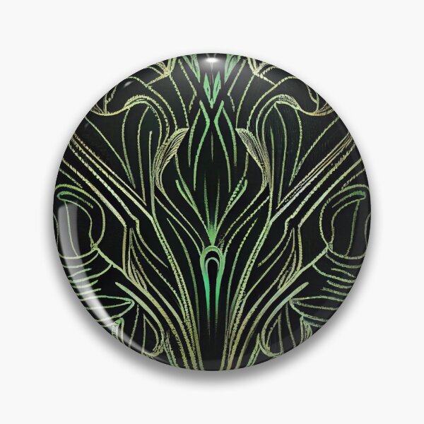 Artikelvorschau, Black Luxury Green Soft Sketched Art Deco Pattern Digital Painting entworfen und verkauft von CodeAndColors.