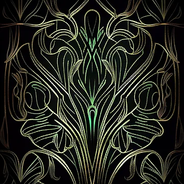 Vorschaubild zum Design Black Luxury Green Soft Sketched Art Deco Pattern Digital Painting von CodeAndColors