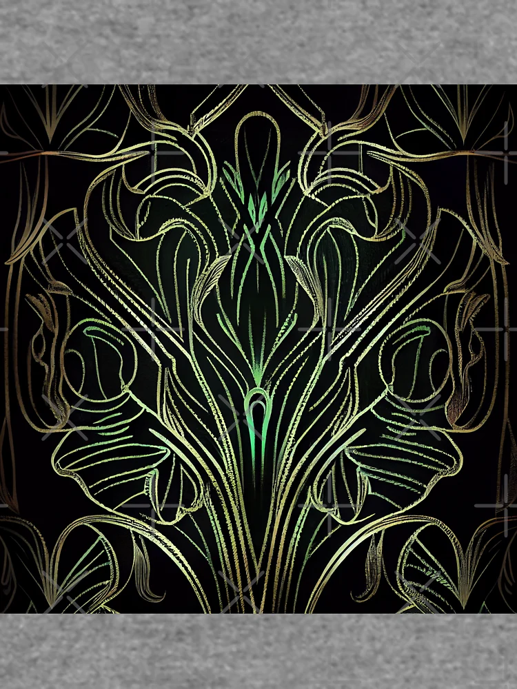 Thumbnail 6 von 6, Leichter Pullover, Black Luxury Green Soft Sketched Art Deco Pattern Digital Painting designt und verkauft von CodeAndColors.
