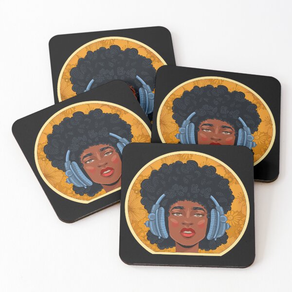 Item preview, Black Girl Vintage Headphones Retro Dj Love Music designed and sold by ZNOVANNA.