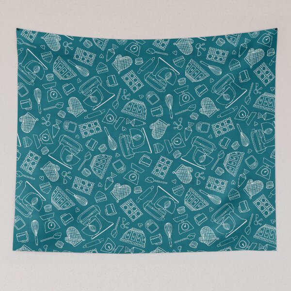 Item preview, I Love Baking // Outline on Teal designed and sold by The Wellington Boot.