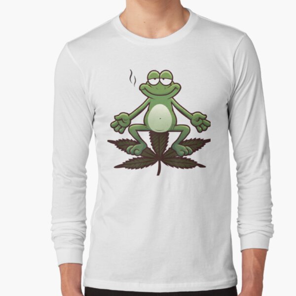 Hippy Cute Stoner Frog Sitting On A Pot Leaf  Pillow for Sale by  ShopSunday