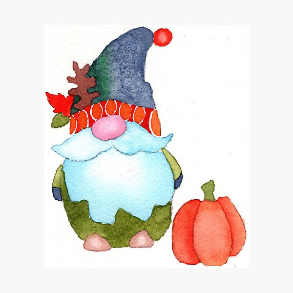 Item preview, Gnome with pumpkin designed and sold by GreatGrayStudio.