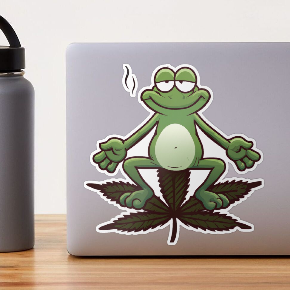 Frog Hippie Stoner Smoking Weed Vinyl Sticker - Psychonautica